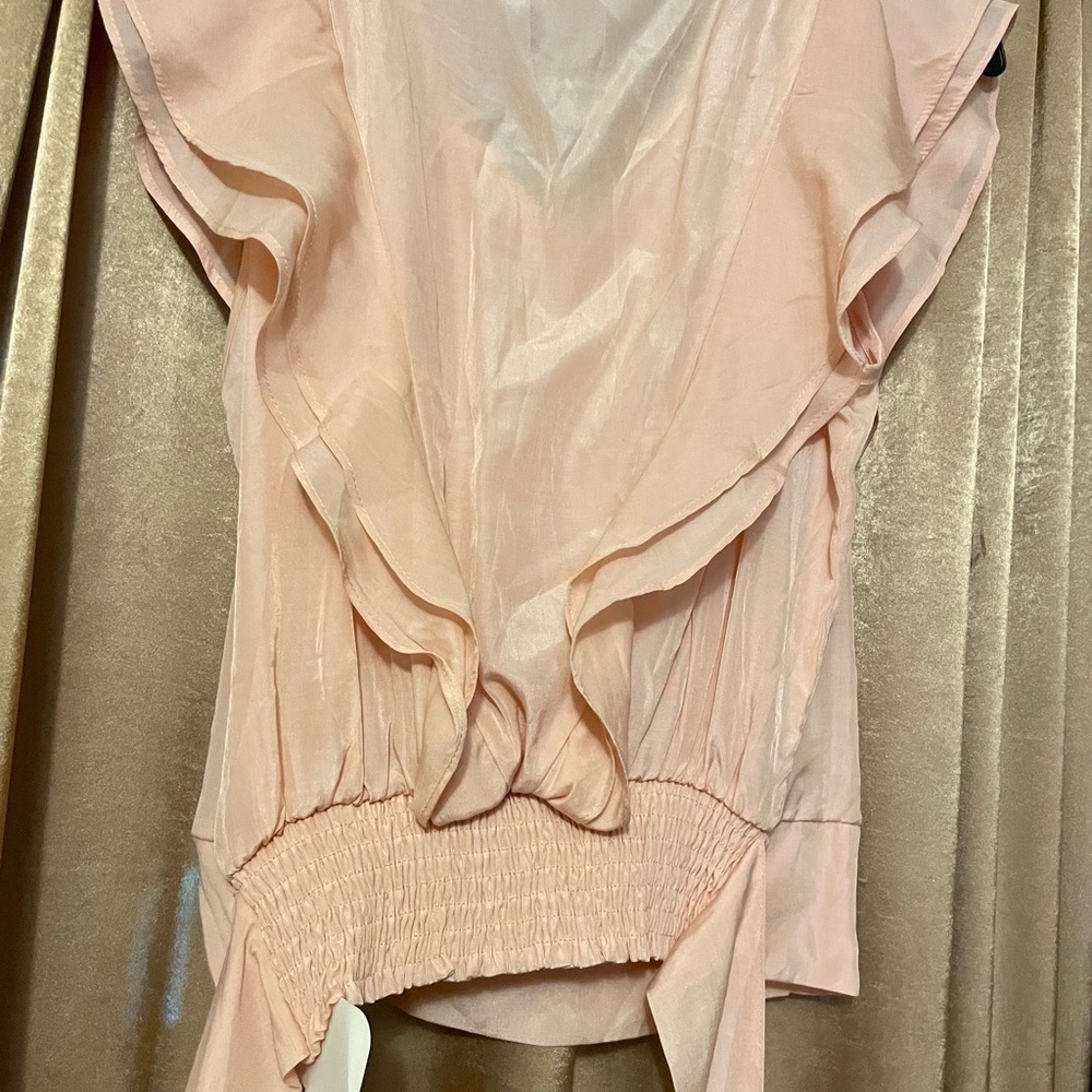 Chicwish Bowknot Waist Sleeveless Ruffle Crop Top Peach Pink NWT Small - Picture 5 of 5